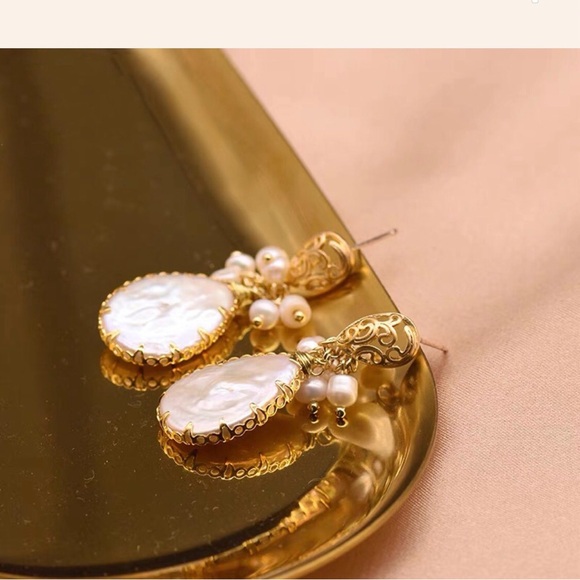 Baroque Freshwater Pearl Chandelier Earrings,18K Gold Filled Earrings - Picture 5 of 7